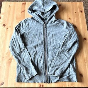 Theory Layer Zip Hoodie in Grey Waffle